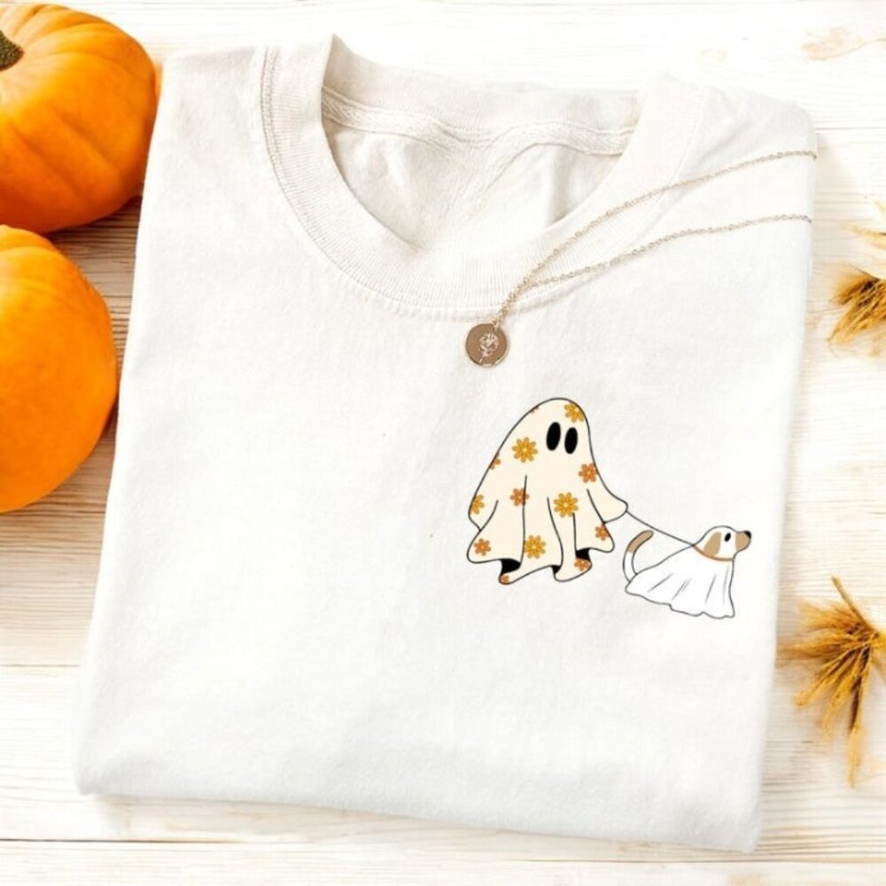 Ute Ghost Dog Shirt Halloween Dog Graphics Tshirt Dog Lovers Shirt